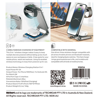 MW06 3-in-1 Wireless Charging Station (For Apple)