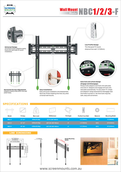 NBC2-F Fixed Universal VESA Wall Mount Medium