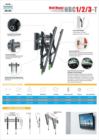 NBC2-T Tilting Universal VESA Wall Mount Medium