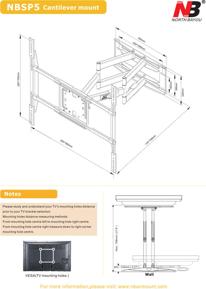 Heavy Duty Cantilever Wall Mount NBSP5 for LED TVs up to 90kg