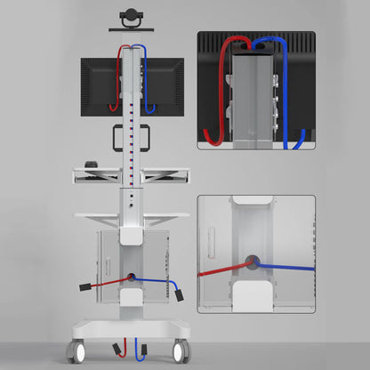Clinic Medical Mobile Computer Work station Cpu Monitor Cart 1655mm