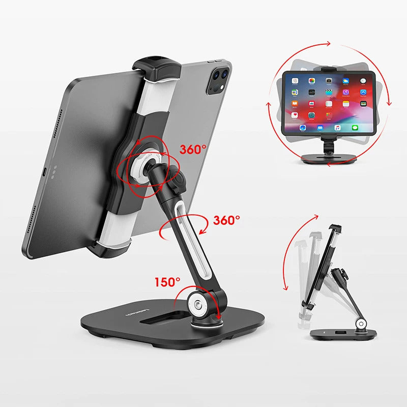 Universal Tablet & Smartphone Holder - 360° Rotation for Desk & Travel