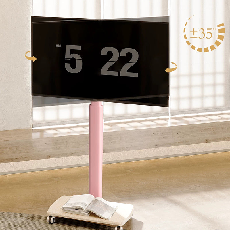 Pink Mobile TV Stand | Height Adjustable Rolling TV Cart for 32-85 Inch TVs | Max 50kg Load Capacity