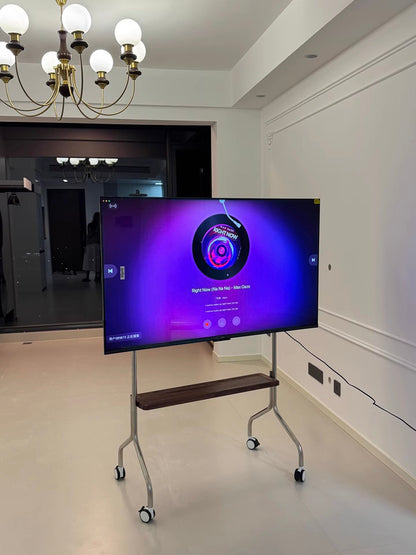 TV TROLLEY stand Stainless Steel with Timber Shelf 32 to 65 inch