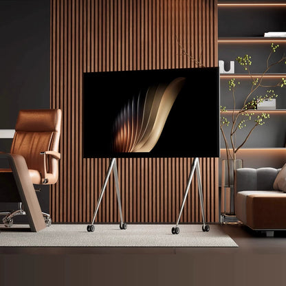 Silver Sleek Rolling TV Stand Modern TV Mount with Wheels for 45-75 Inch TVs | 8K Mirror Finish