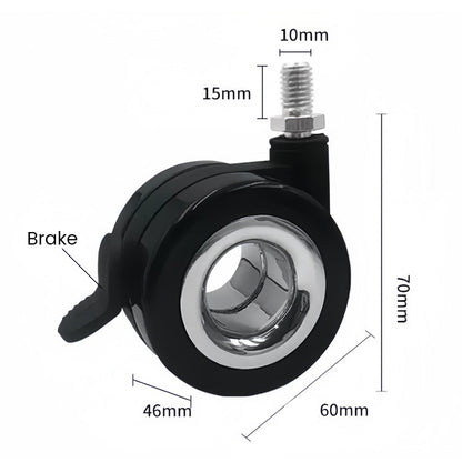 2.5 Inch Heavy Duty Silent  Hollow Caster Wheel m8 with Brake for Furniture, Medical Equipment & Office Chair