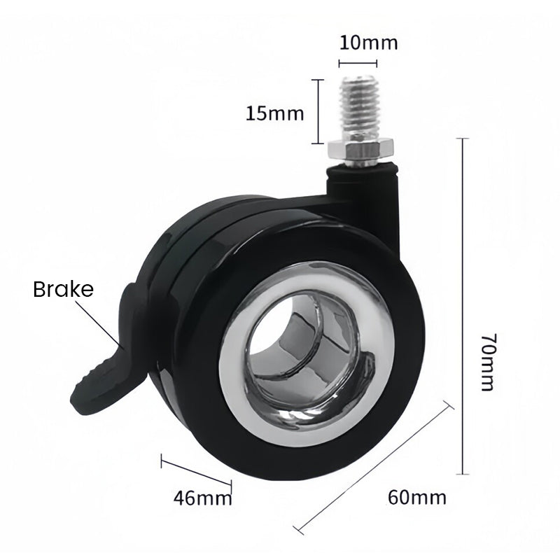 2.5 Inch Heavy Duty Silent  Hollow Caster Wheel m8 with Brake for Furniture, Medical Equipment & Office Chair