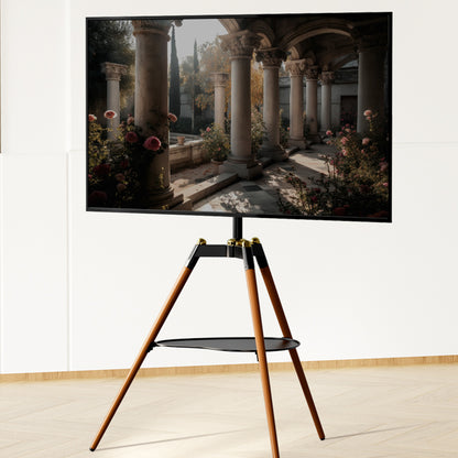 Iron tray style with four-legged beech wood stand