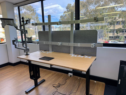 GKU Desk Privacy Panel|1500×600mm Grey Acoustic Desk Divider Screen with Dual Mount Brackets