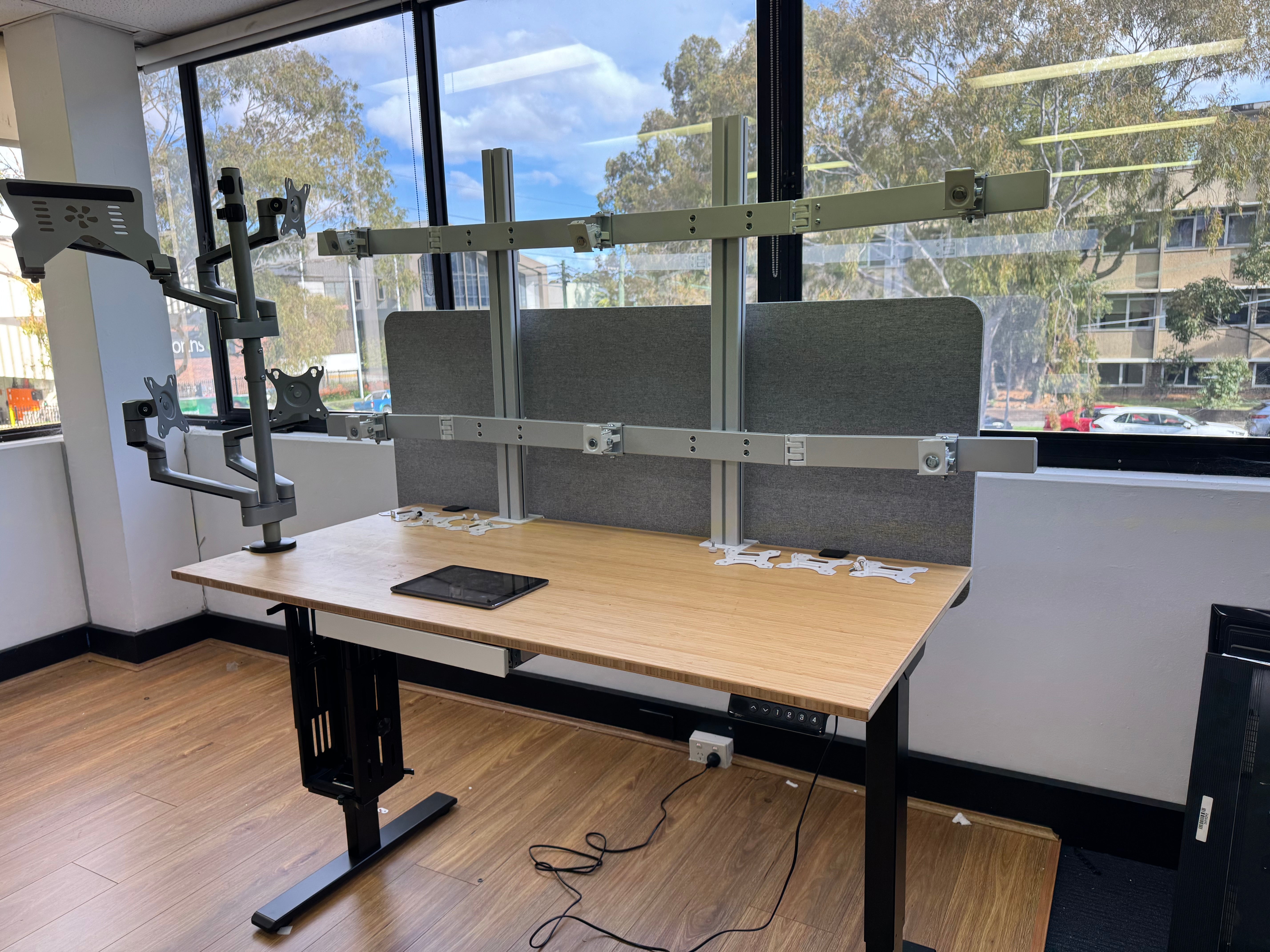 GKU Desk Privacy Panel|1500×600mm Grey Acoustic Desk Divider Screen with Dual Mount Brackets