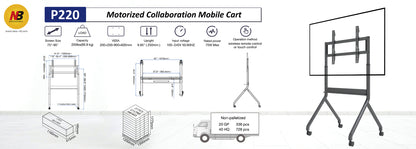 Heavy Duty Large Screen Elevator  Electric TV Mount Trolley  for 75-90 inch Screens P220