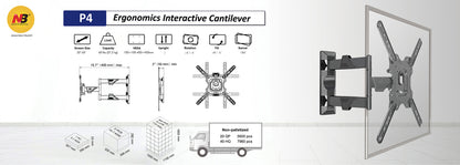 P4 Cantilever VESA TV Wall Mount up to 27kg