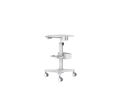 Mobile Medical Laptop Cart, Height‑Adjustable Medical Workstation Trolley with Probe Holders & Storage Bin for Ultrasound, Clinic, Hospital & Dental Use