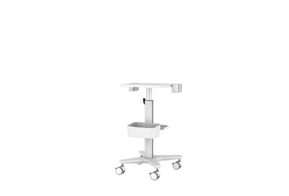 Mobile Medical Laptop Cart, Height‑Adjustable Medical Workstation Trolley with Probe Holders & Storage Bin for Ultrasound, Clinic, Hospital & Dental Use
