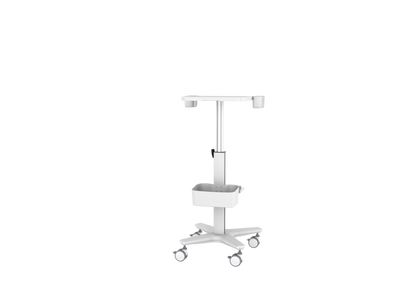 Mobile Medical Laptop Cart, Height‑Adjustable Medical Workstation Trolley with Probe Holders & Storage Bin for Ultrasound, Clinic, Hospital & Dental Use