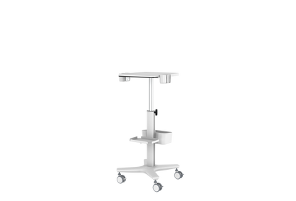 Mobile Medical Laptop Cart, Height‑Adjustable Medical Workstation Trolley with Probe Holders & Storage Bin for Ultrasound, Clinic, Hospital & Dental Use