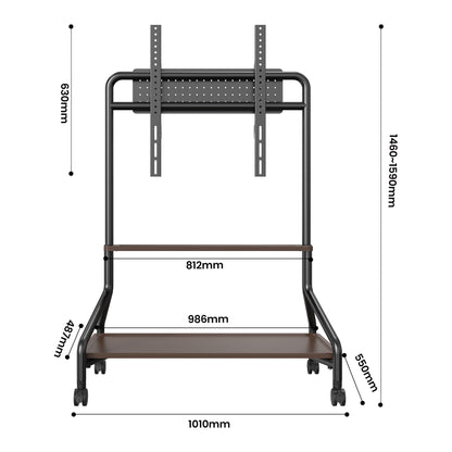 Rolling TV Stand with Storage Shelves for 32-75 Inch TVs