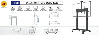 2024 Model T100 Electric Dual Column Lift Heavy Duty Height Mobile Cart