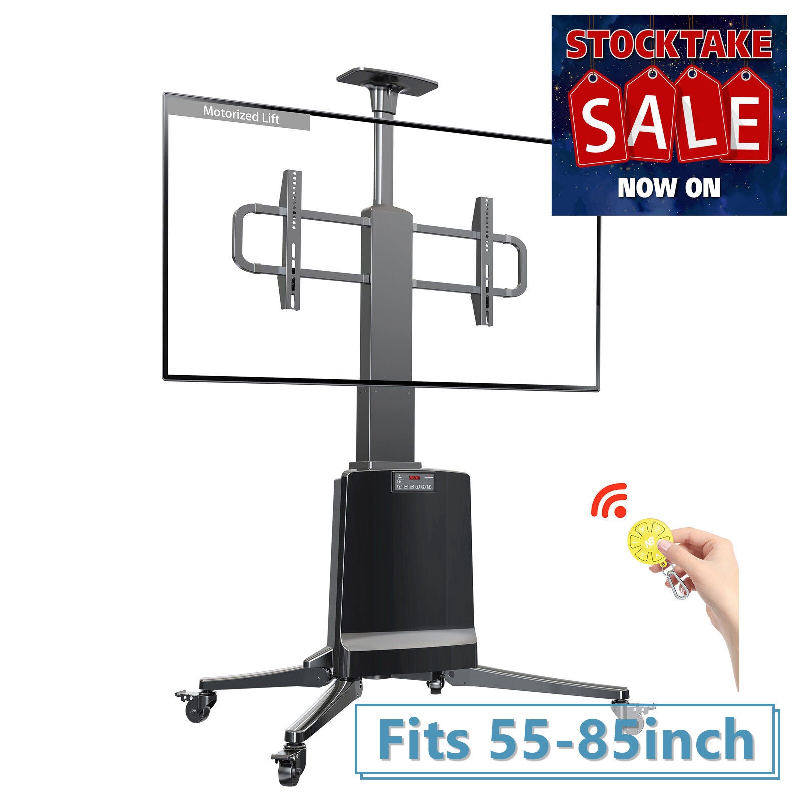 Mobile TV Stand TW85 - Electric Height Adjustment 68kg capacity
