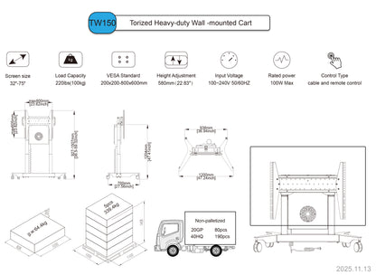 Electric Height Adjustable Presentation Easel TW150 Black