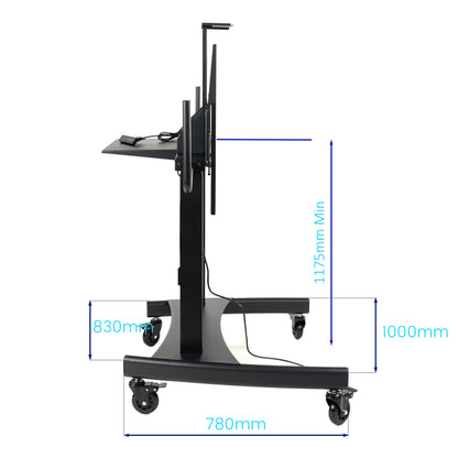 TW50XT Exrta Tall Electric Vertical Lift Touch Screen Mount Stand Cart in Black 1175-1825mm