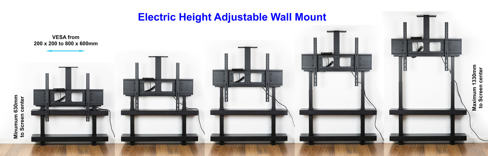 MounTech TW55 Electric Vertical Lift Wall Mount for Touch Screen Mounting in Black