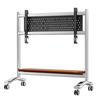 TV TROLLEY stand Stainless Steel with Timber Shelf 50 to 100 inch