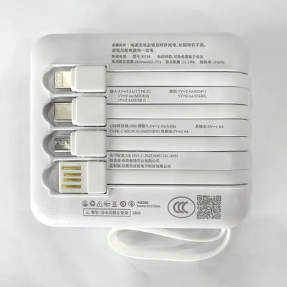 XT30 6000 mah Power Bank with built in cable