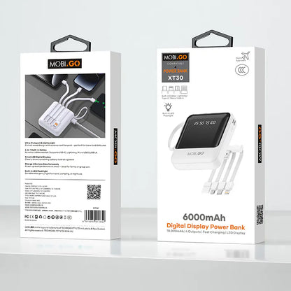 XT30 6000 mah Power Bank with built in cable