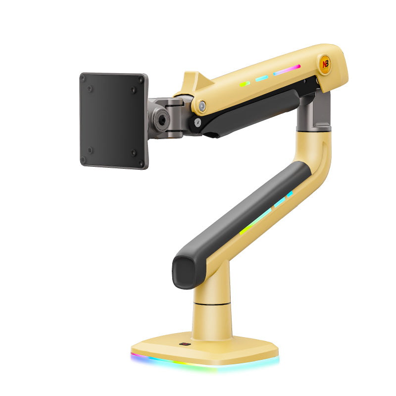 Yellow RGB LIGHT Gaming Monitor Arm for Flat/Ultrawide/Curved Mount D7