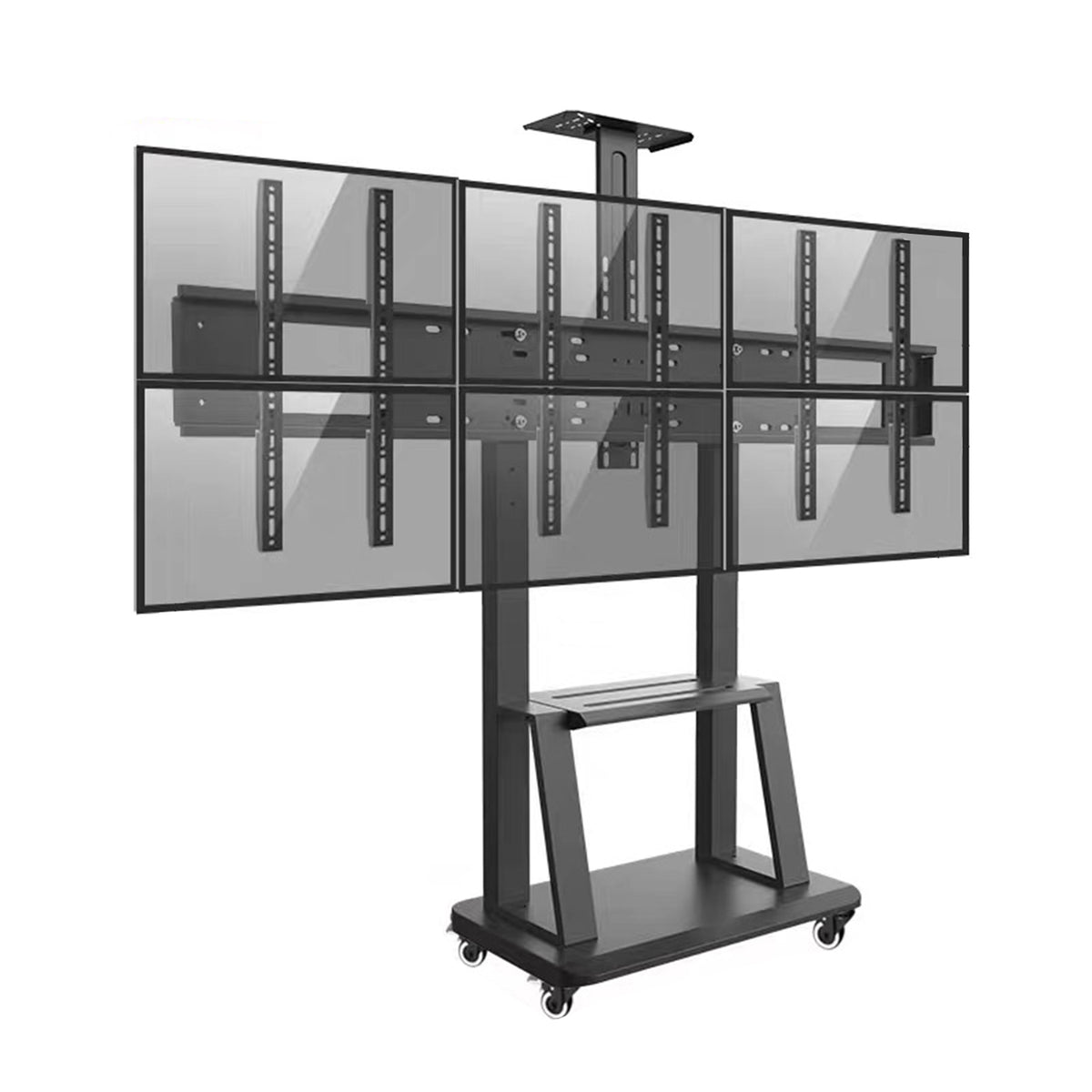 Heavy‑Duty 6 Monitor Rolling Cart Multi‑Screen Workstation Stand