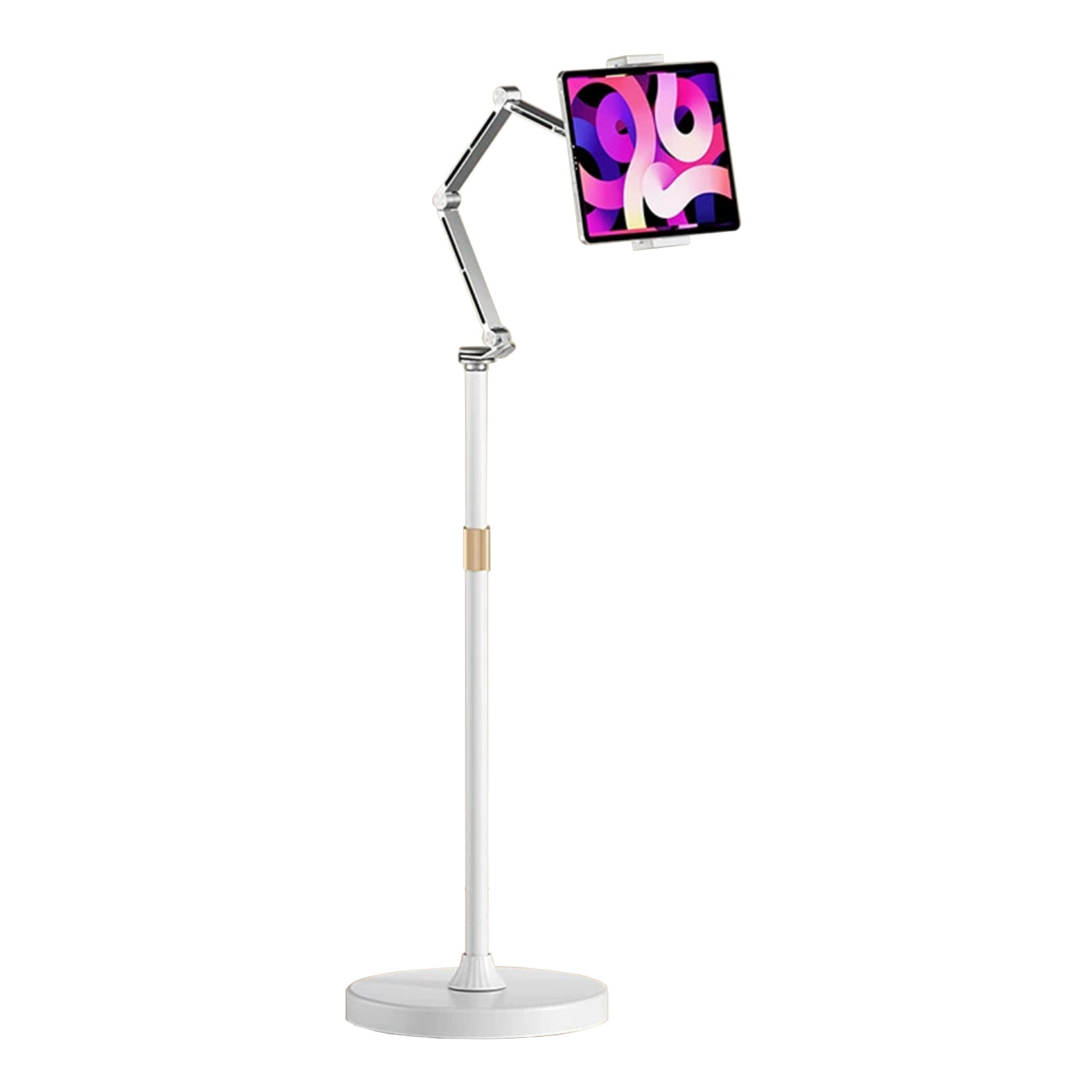 Aluminum Floor Tablet & Phone Holder Stand Mechanical Arm 360° Rotating