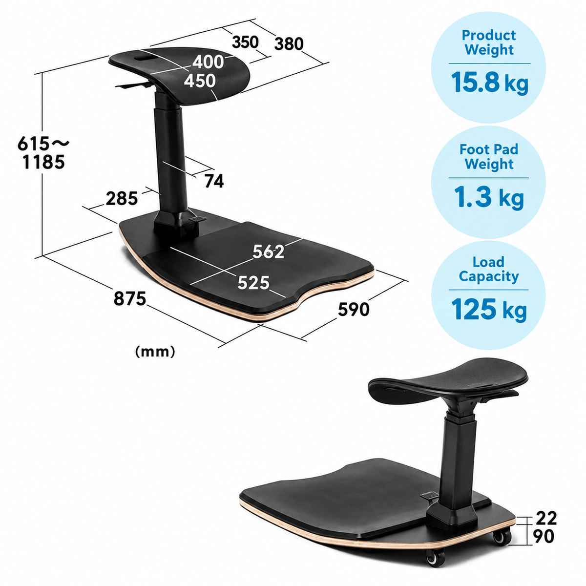 Ergonomic Standing Stool with Anti-Fatigue Mat & Wheels, Height Adjustable Sit Stand Chair for Home Office1. Ergonomic Standing Stool with Anti-Fatigue Mat & Wheels, Height Adjustable Sit Stand Chair for Home Office