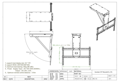Motorised Flip Down TV Ceiling Mount for 37"-75"TVs