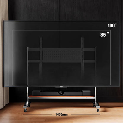 TV TROLLEY stand Stainless Steel with Timber Shelf 50 to 100 inch