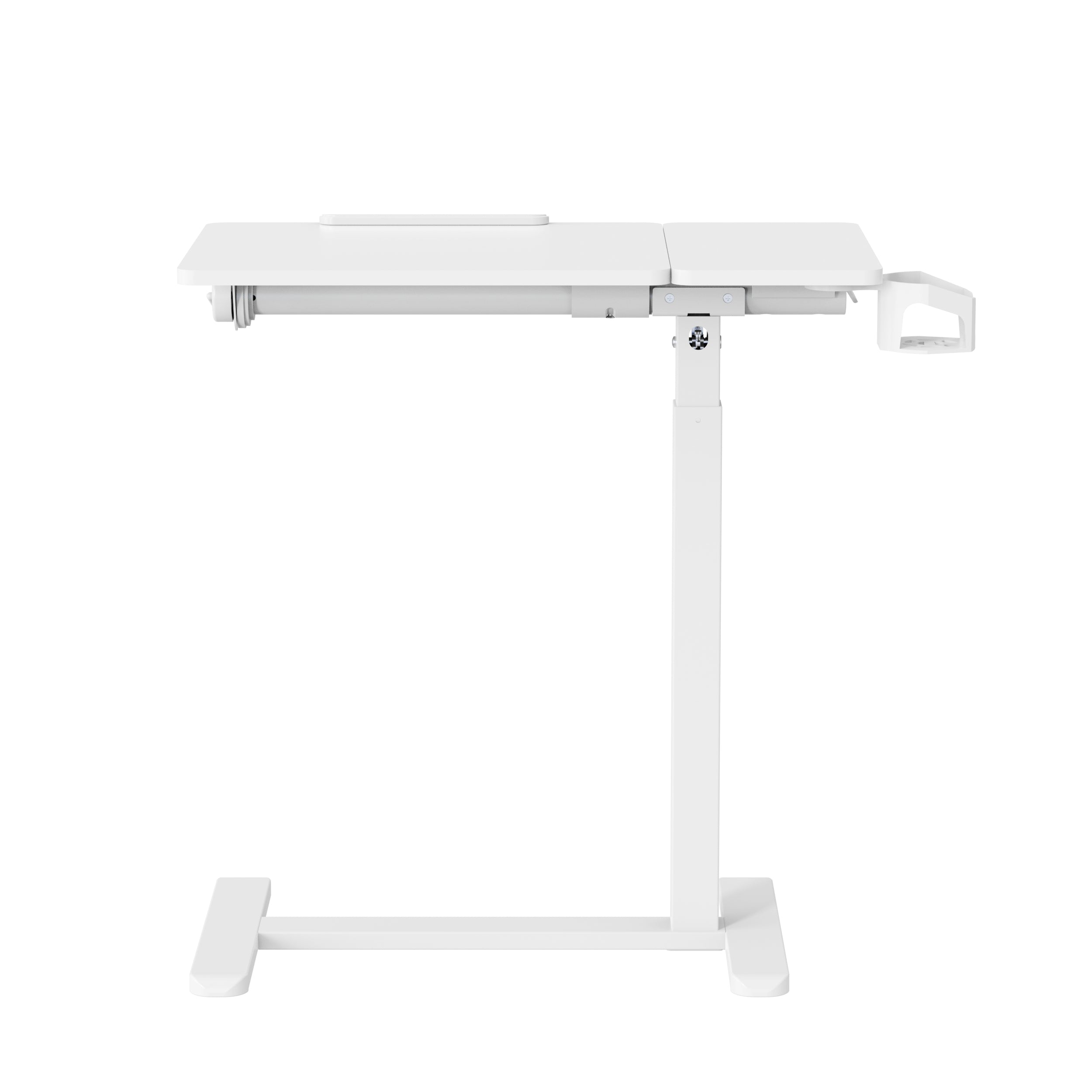 Gku Adjustable Height Overbed Side Table | Tilting Split Laptop Desk with Cup Holder, Mobile Sofa Standing Desk FA127 White