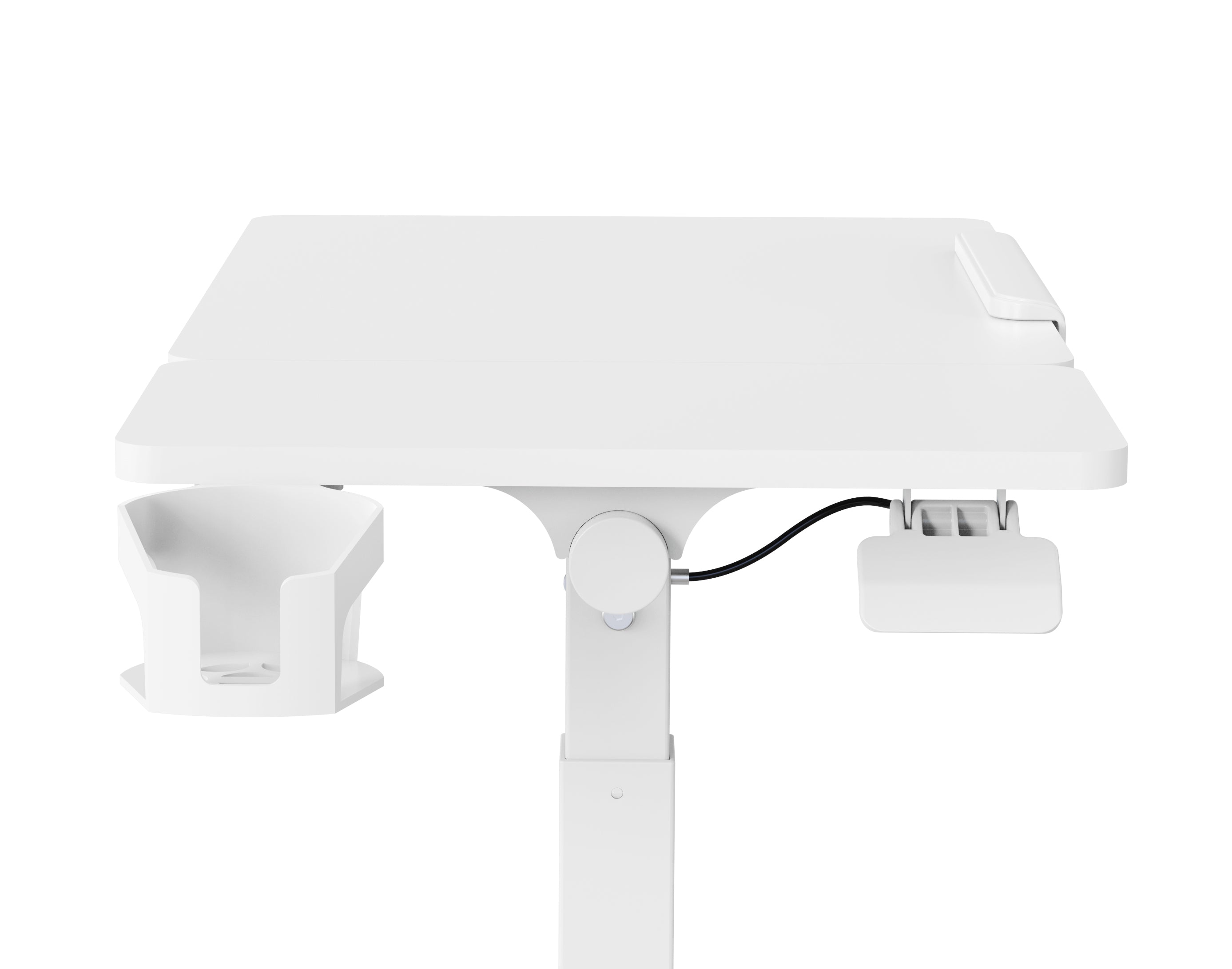 Gku Adjustable Height Overbed Side Table | Tilting Split Laptop Desk with Cup Holder, Mobile Sofa Standing Desk FA127 White