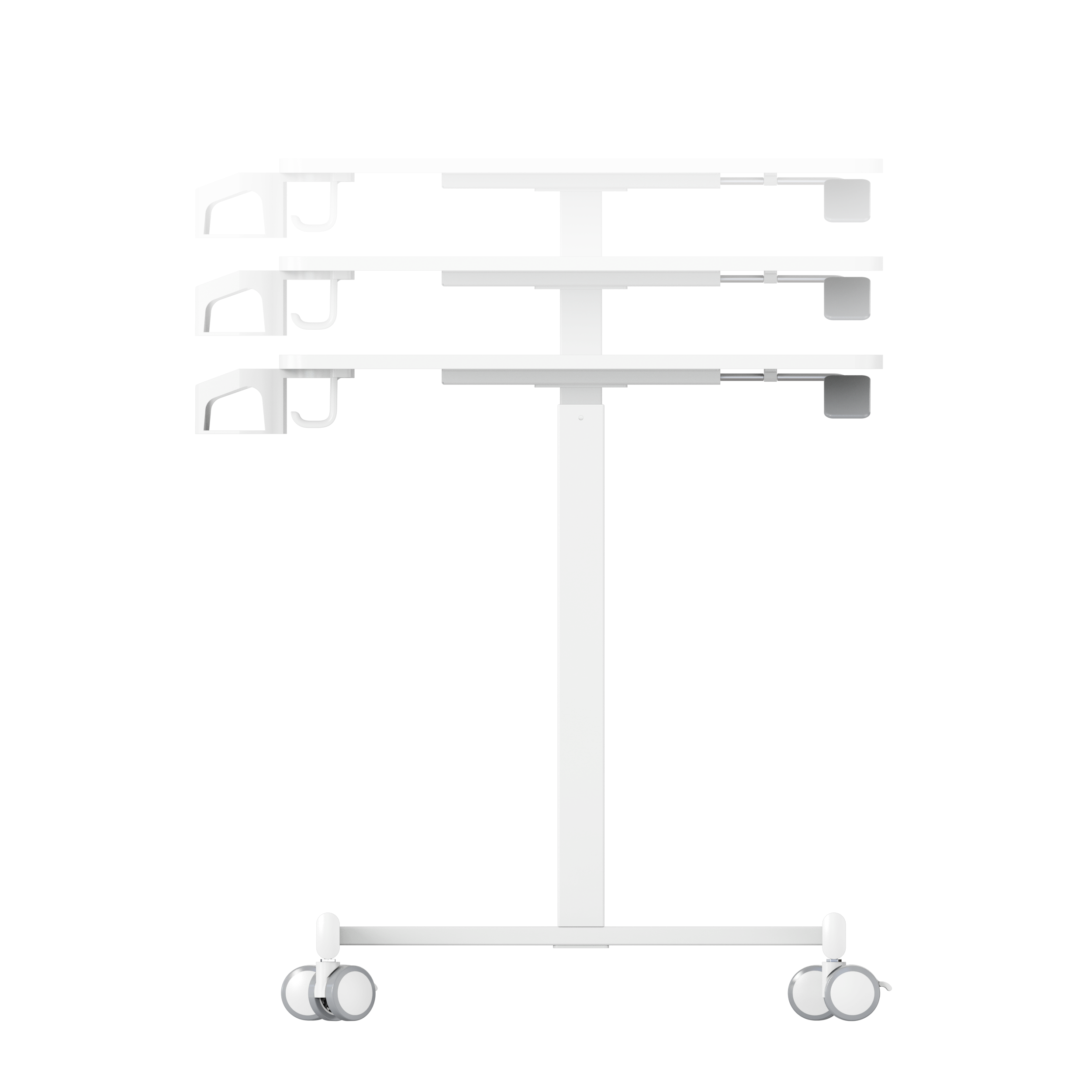 GKU Adjustable Mobile Standing Desk with Wheely & Cup Holder 650x480mm F047-FDS106B-A2,white/cup/ hook