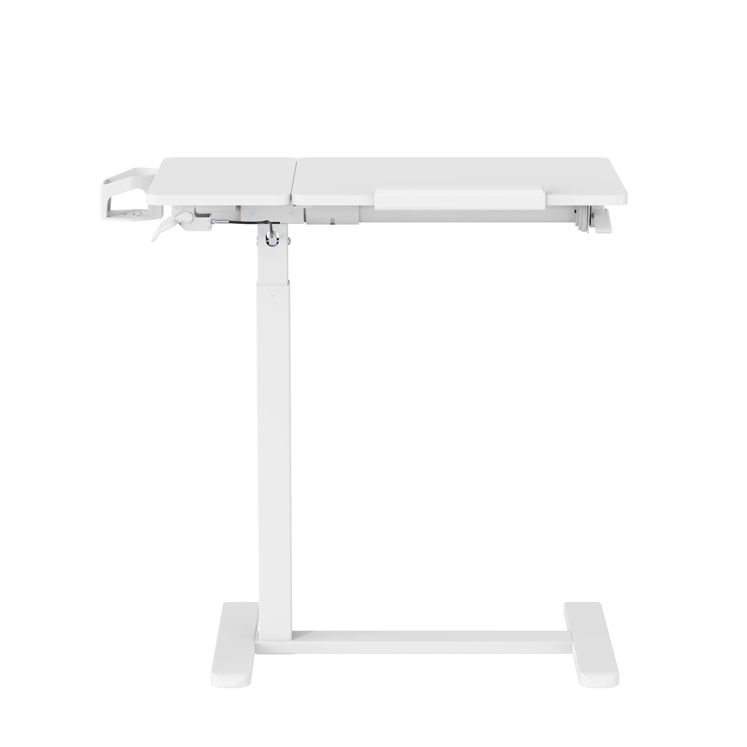 Gku Adjustable Height Overbed Side Table | Tilting Split Laptop Desk with Cup Holder, Mobile Sofa Standing Desk FA127 White