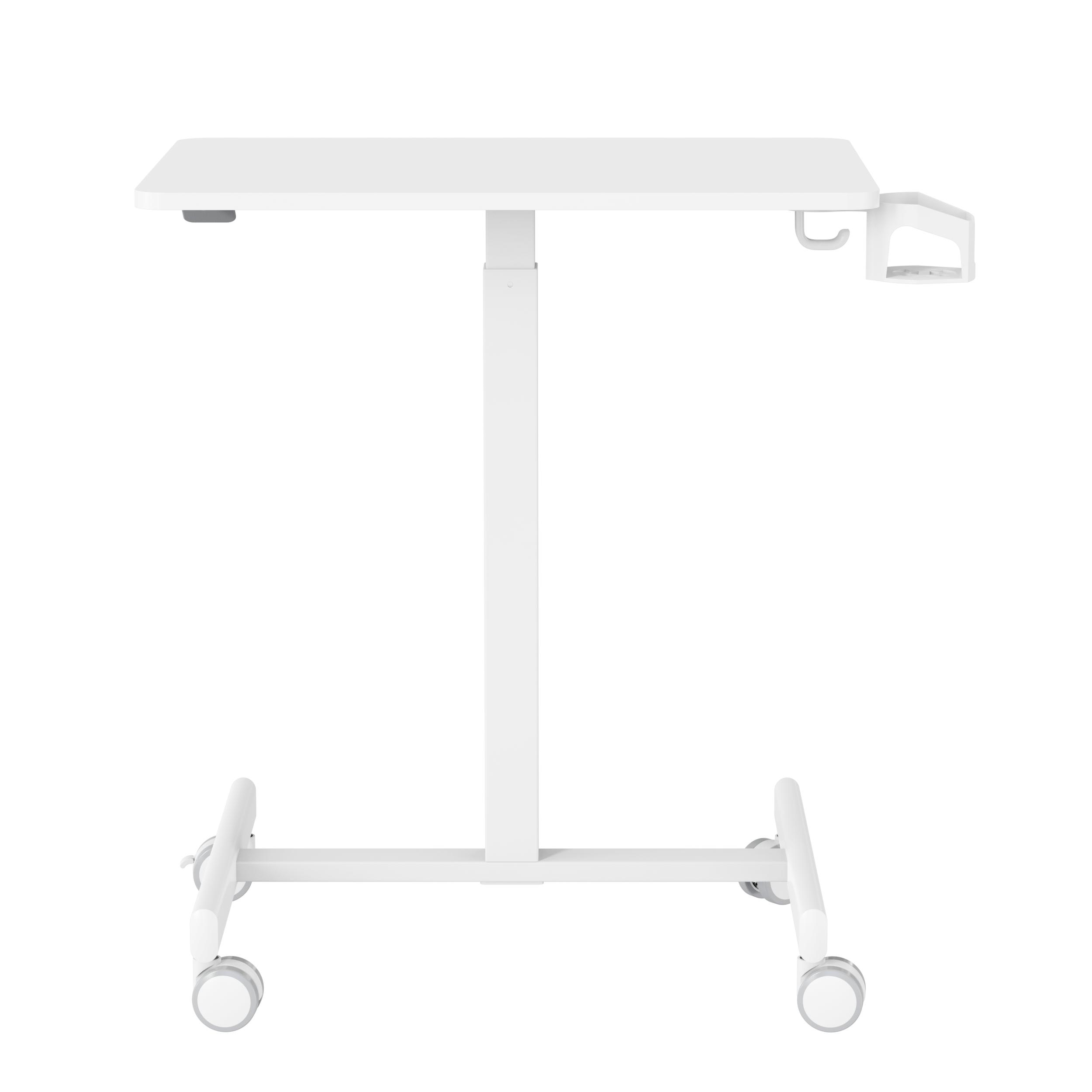 GKU Adjustable Mobile Standing Desk with Wheely & Cup Holder 650x480mm F047-FDS106B-A2,white/cup/ hook