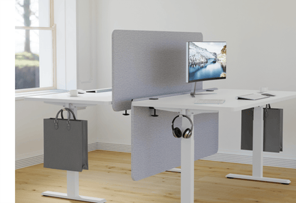 GKU Desk Privacy Panel F047-FS202 | 1500×600mm Grey Acoustic Desk Divider Screen with Dual Mount Brackets
