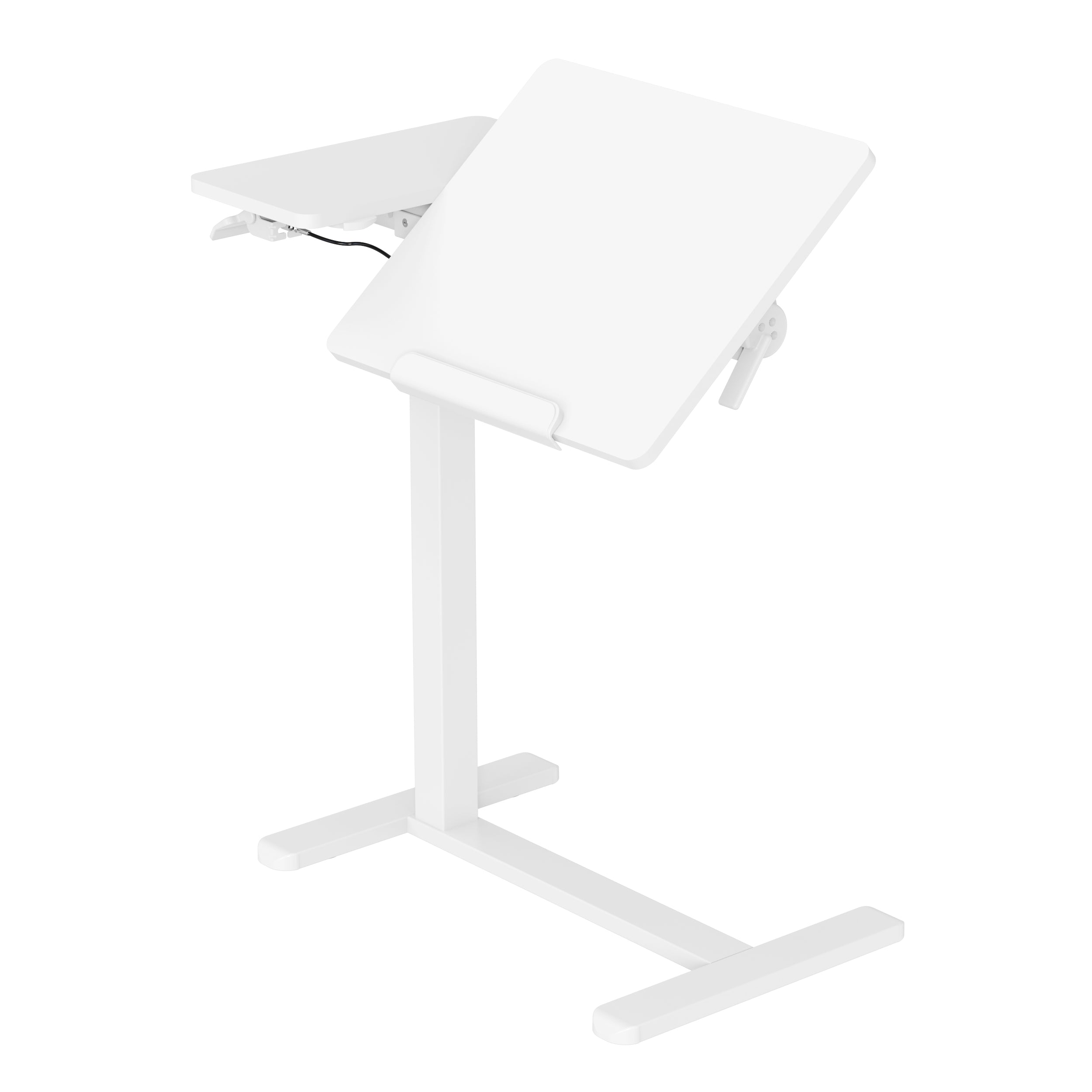 Gku Adjustable Height Overbed Side Table | Tilting Split Laptop Desk with Cup Holder, Mobile Sofa Standing Desk FA127 White