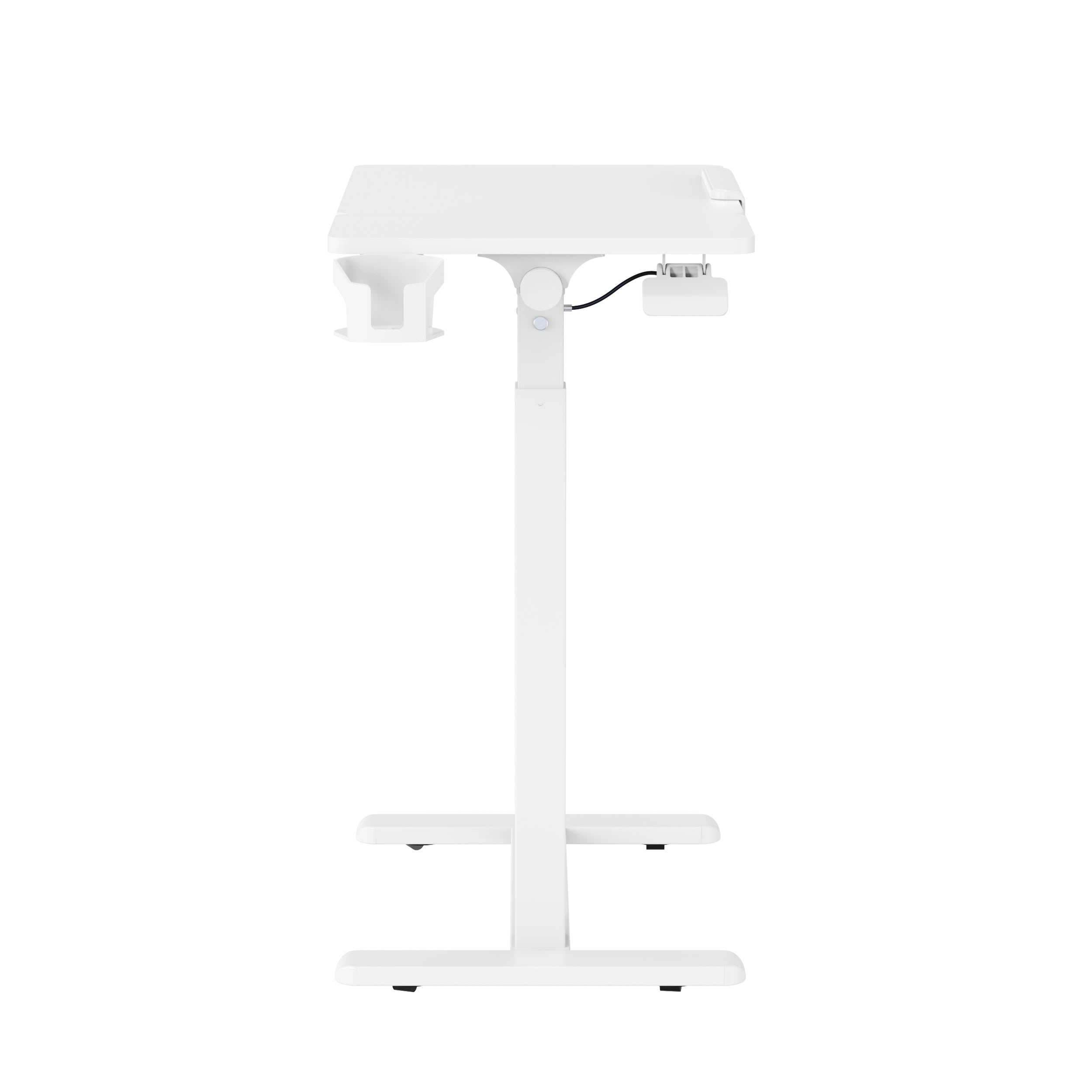 Gku Adjustable Height Overbed Side Table | Tilting Split Laptop Desk with Cup Holder, Mobile Sofa Standing Desk FA127 White