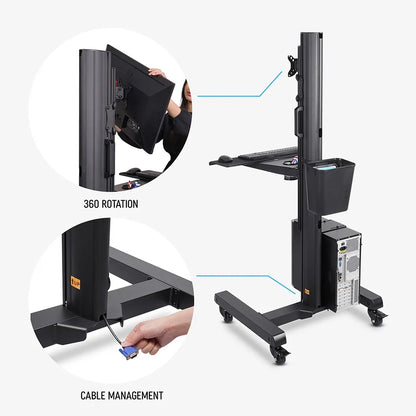 Mobile Computer Trolley – Single & Dual Monitor Mounts | MTESF01-MTEPT12