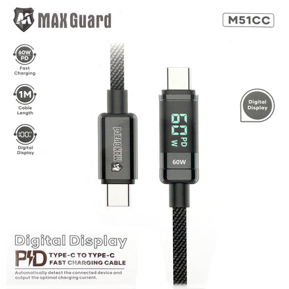 Type c to Type c fast charging cable with digital display 1m m51cc