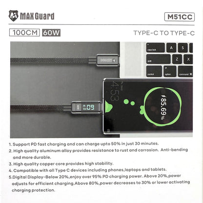 Type c to Type c fast charging cable with digital display 1m m51cc