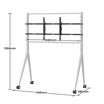 Silver Sleek Rolling TV Stand Modern TV Mount with Wheels for 45-90 Inch TVs | 8K Mirror Finish
