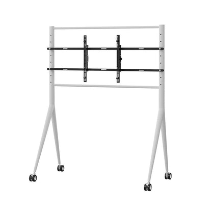 Silver Sleek Rolling TV Stand Modern TV Mount with Wheels for 45-90 Inch TVs | 8K Mirror Finish