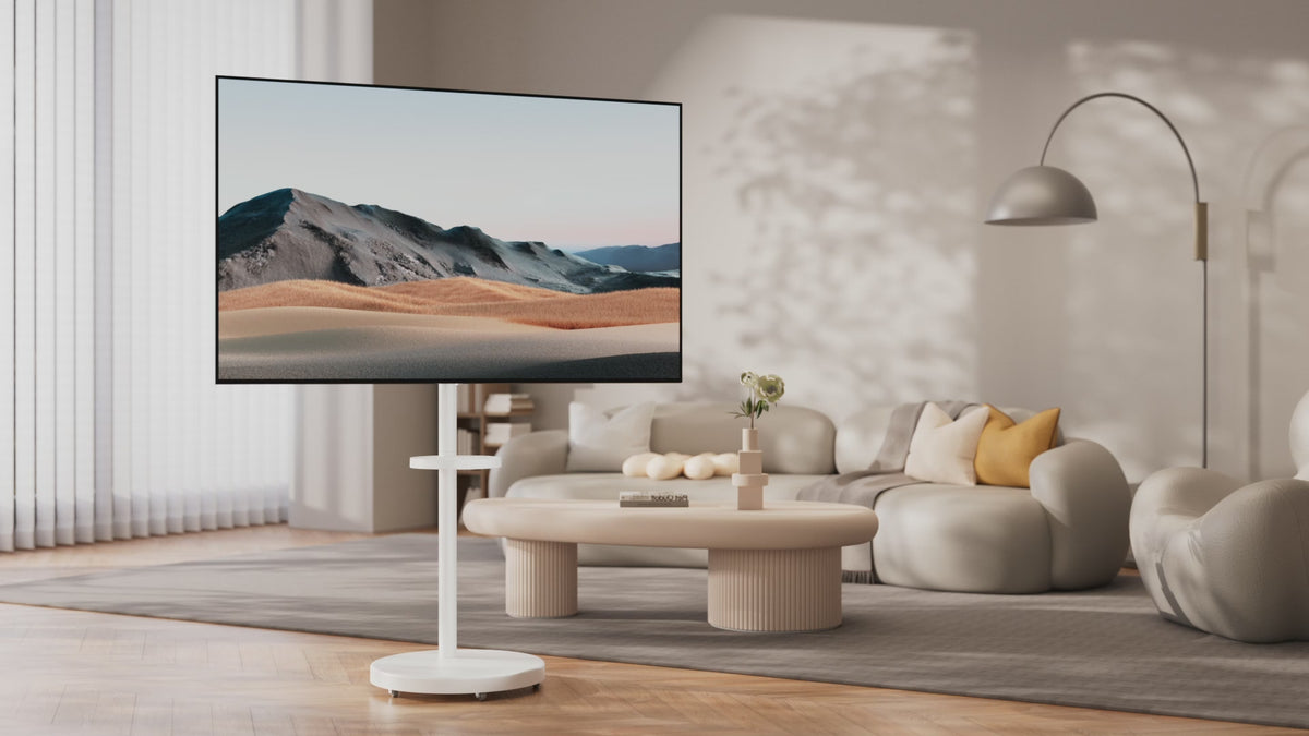 Load video: Mountech Mobile TV Floor Stand Compactview ETA 10.20