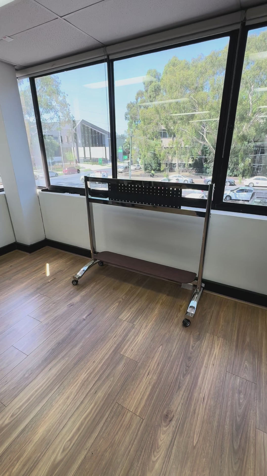 TV TROLLEY stand Stainless Steel with Timber Shelf 50 to 100 inch